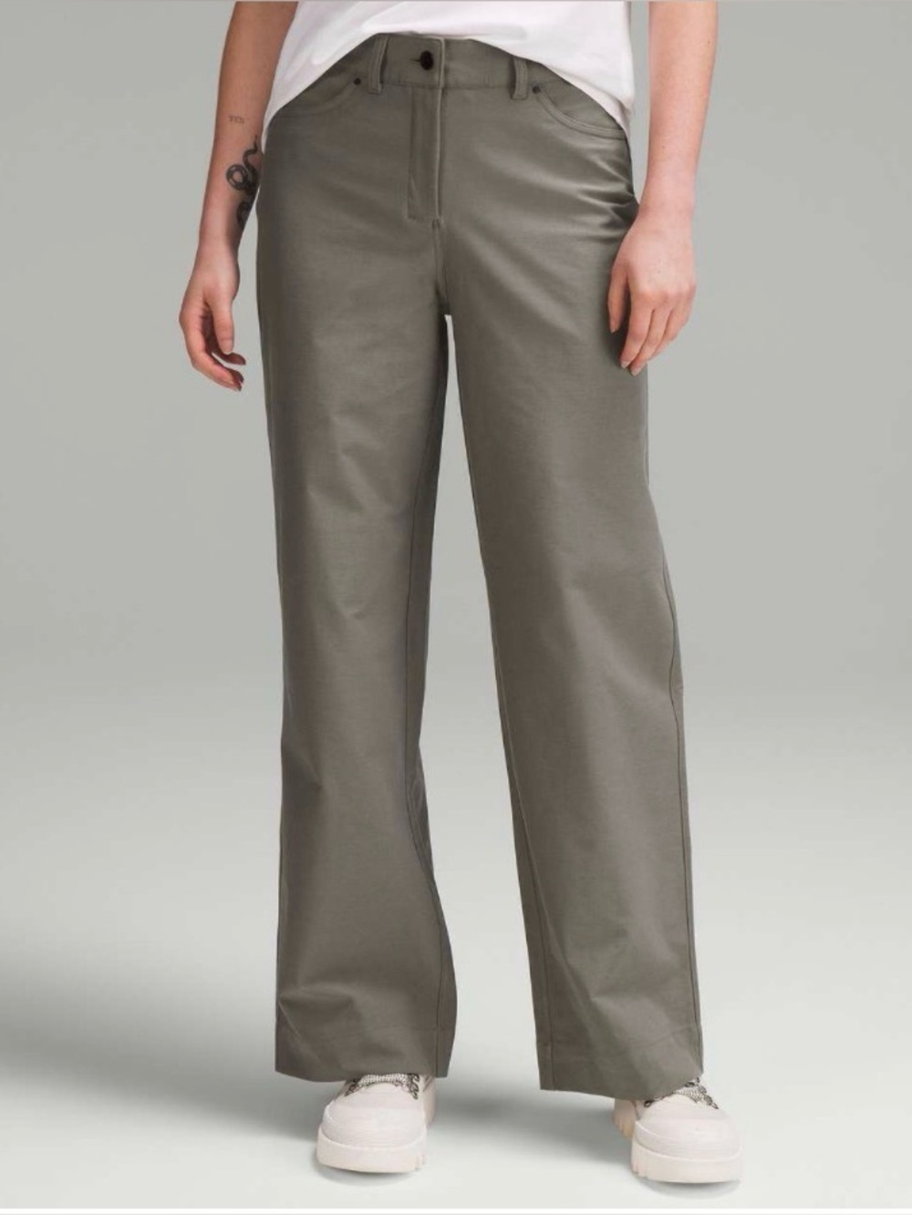 Lululemon City Sleek 5 High-Rise Wide-Leg Pants grey sage size 26 NWOT